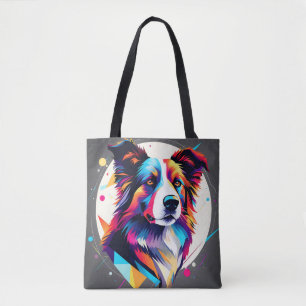 Bolsa Tote Modern Border Collie Abstrato