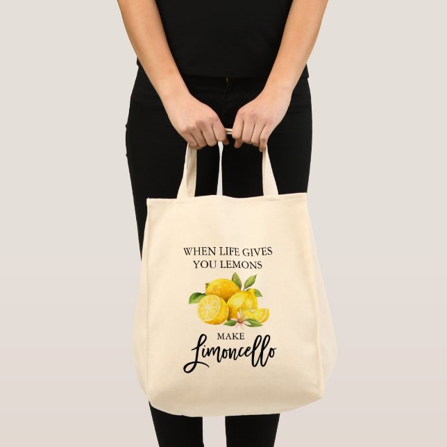 Bolsa Tote Modern Brush Script Limoncello Lemons Grocery (Frente (produto))
