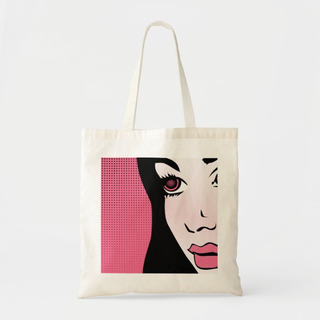 Bolsa Tote Modern Comic Book Pop Art of Woman's Face (Frente)