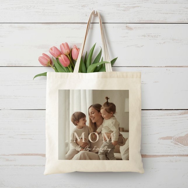 Bolsa Tote Modern Custom Photo MOM Mothers Day Tote Bag (Criador carregado)
