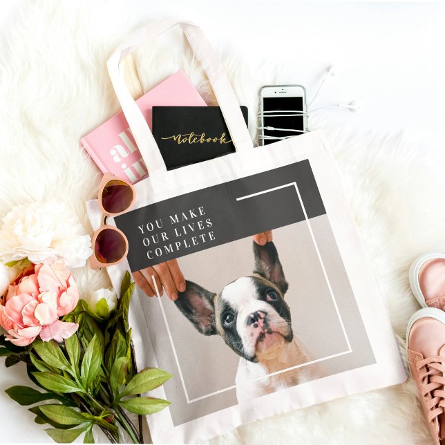 Bolsa Tote Modern Dog Photo | Dog Quote  (Criador carregado)