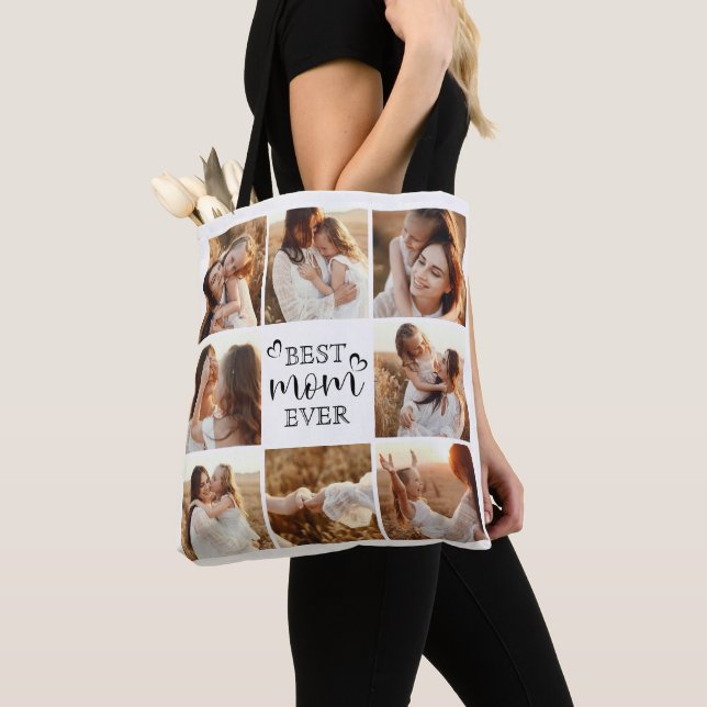 Bolsa Tote Modern Elegant Custom Family Photo Gift for Mom (Close Up)