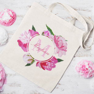 Bolsa Tote Modern Fuchsia Pink Floral Wedding Bridesmaid