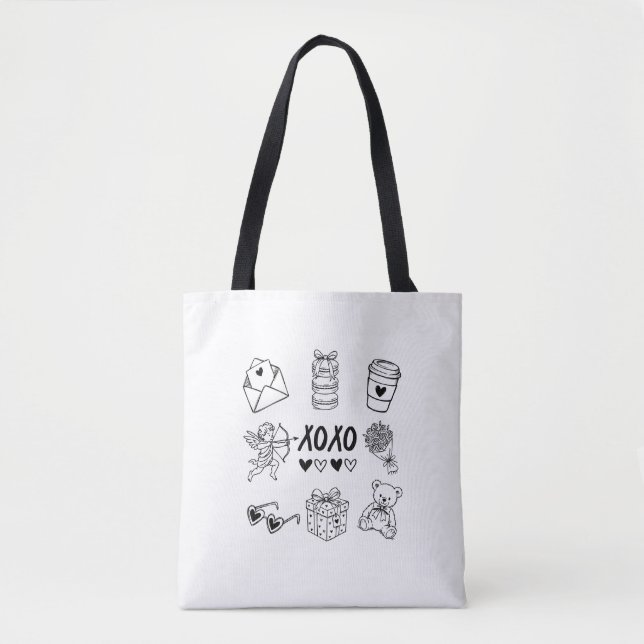 Bolsa Tote Modern Hand-Drawn Valentine Icons  (Frente)