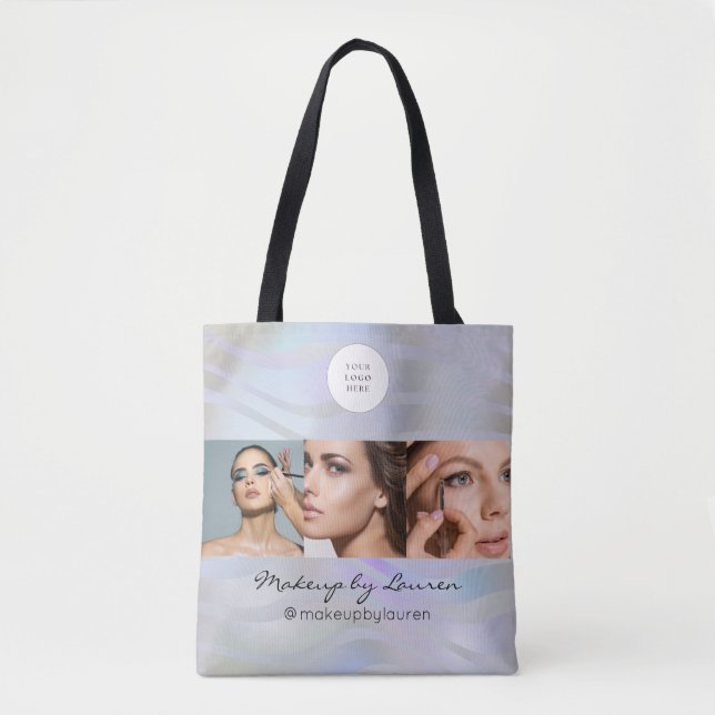 Bolsa Tote Modern Holographic Logo Photo Makeup Studio  (Frente)