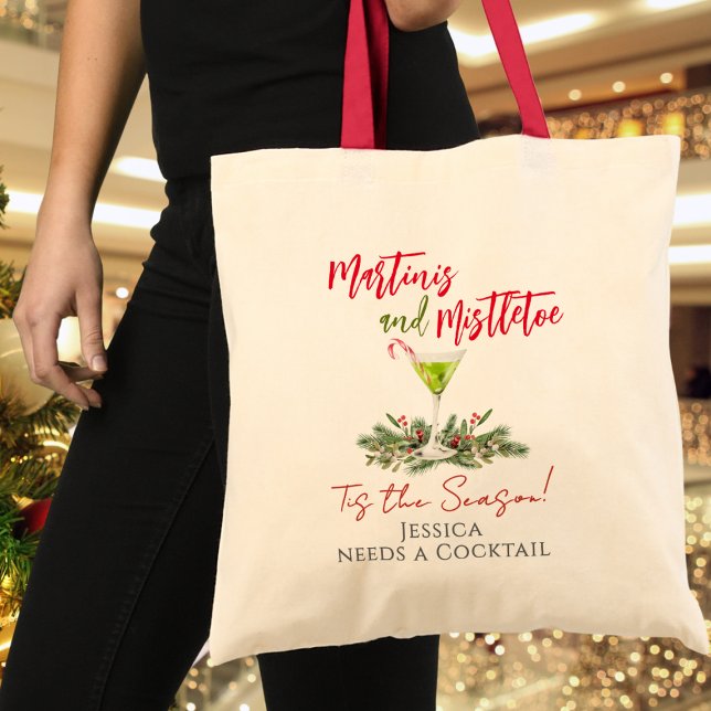 Bolsa Tote Modern Martinis e Diversão de Natal com Visca (Criador carregado)