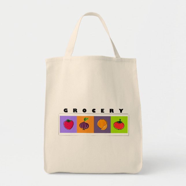 Bolsa Tote Modern Minimal Fruits and Veggies Illustration (Frente)