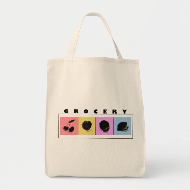 Bolsa Tote Modern Minimal Fruits Illustration (Frente)