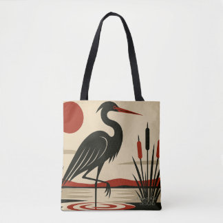 Bolsa Tote Modern Minimalist Heron by the Lake