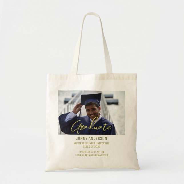 Bolsa Tote Modern Minimalist Photo and Script (Frente)