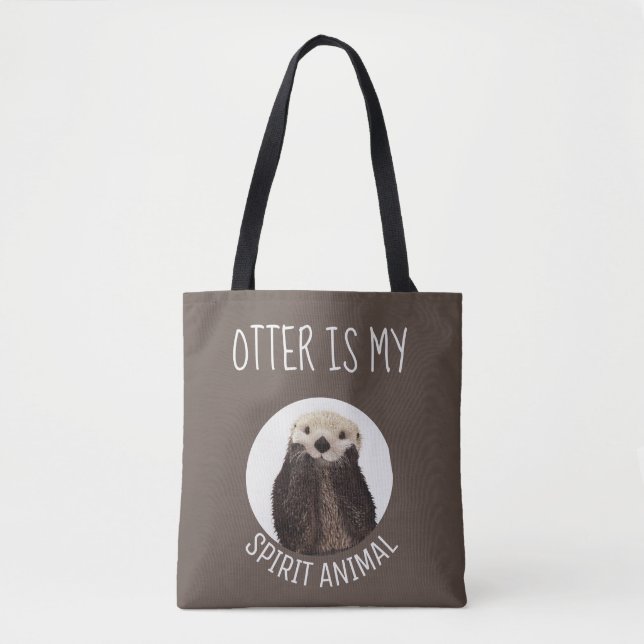 Bolsa Tote Modern Otter é meu Espírito Animal Brown (Frente)