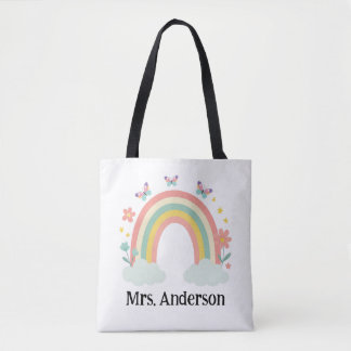 Bolsa Tote Modern Pastel Rainbow Personalized Teacher Gift