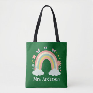 Bolsa Tote Modern Pastel Rainbow Personalized Teacher Gift