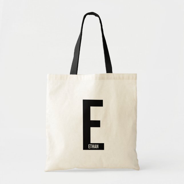 Bolsa Tote Modern Personalized Bold Monogram and Name (Frente)