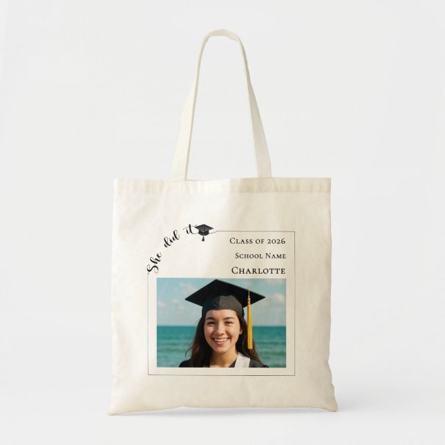 Bolsa Tote Modern photo Graduation (Frente)