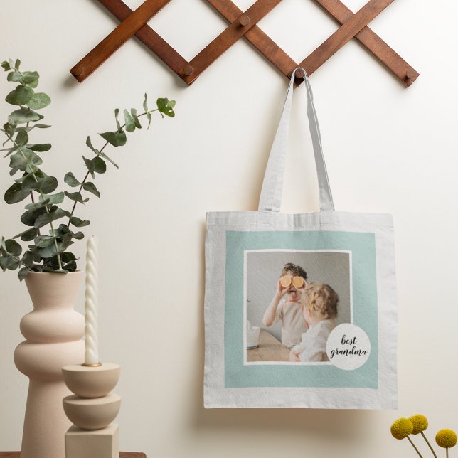 Bolsa Tote Modern Photo Mint Lovely Grandma Gift  (Criador carregado)