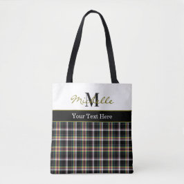 Bolsa Tote Modern Plaid Tartan Pattern Olive Green