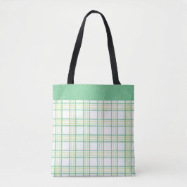 Bolsa Tote Modern Preppy Plaid Green Lime Pattern