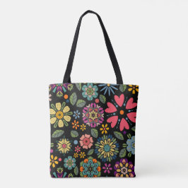 Bolsa Tote Modern Retro Floral Drawing Seamless Pattern Art