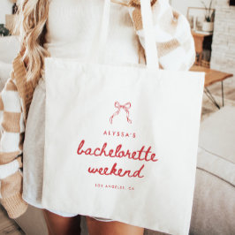 Bolsa Tote Modern Script Coquette Bow Bachelorette Weekend