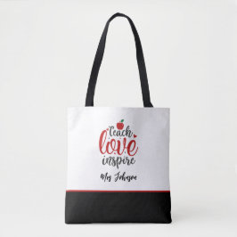 Bolsa Tote Modern Script Teach Love Inspire Teacher