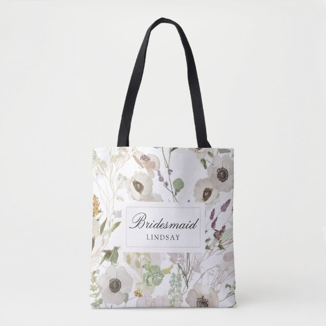 Bolsa Tote Modern Spring Bridesmaid Personalized Name (Frente)