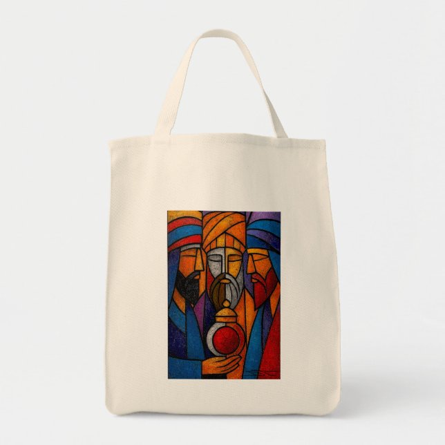 Bolsa Tote Modern Stained Glass Three Wise Men (Frente)