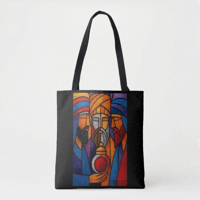 Bolsa Tote Modern Stained Glass Three Wise Men (Frente)
