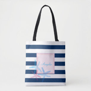 Bolsa Tote Modern Striped, Havaí Hibiscus - Personalizado