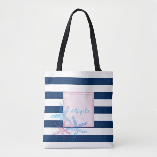 Bolsa Tote Modern Striped, Havaí Hibiscus - Personalizado (Frente)