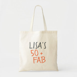 Bolsa Tote Modern Stylish Name Orange 50 Fabulous Birthday