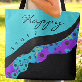 Bolsa Tote Modern Teal Black And Purple Wave