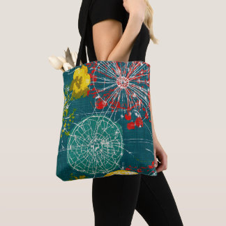 Bolsa Tote Modern Teal & Red Abstract