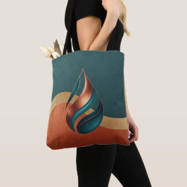 Bolsa Tote Modern Teardrop Wave Teal Copper Gold