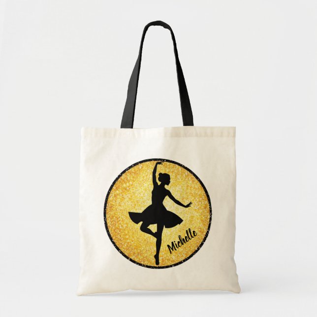 Bolsa Tote Modern Trendy Ballerina - Dança de Balé Personaliz (Frente)