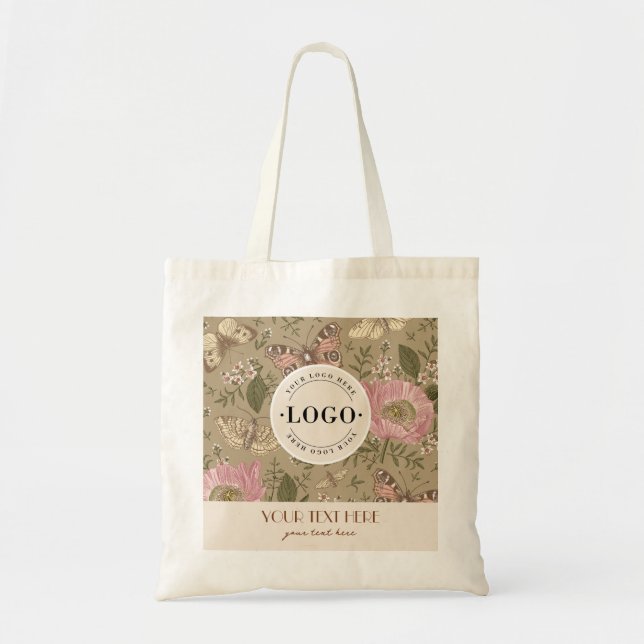 Bolsa Tote Modern Trendy Wildflower Floral Monograma Botânico (Frente)
