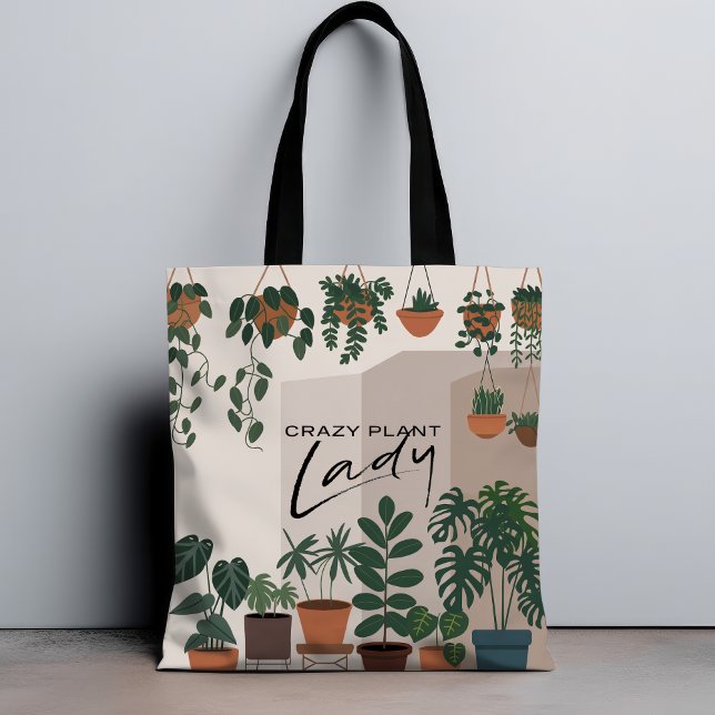Bolsa Tote Modern Watercolor Plant Lady (Criador carregado)