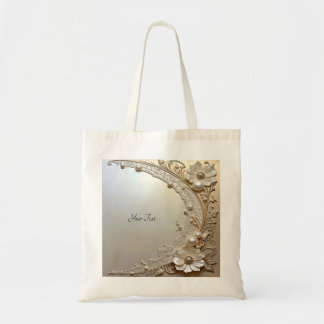 Bolsa Tote Modern White Flowers Pearls Tote Bag