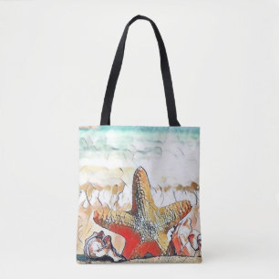 Bolsa Tote Moderna Aquarela de Cabeças Laranja