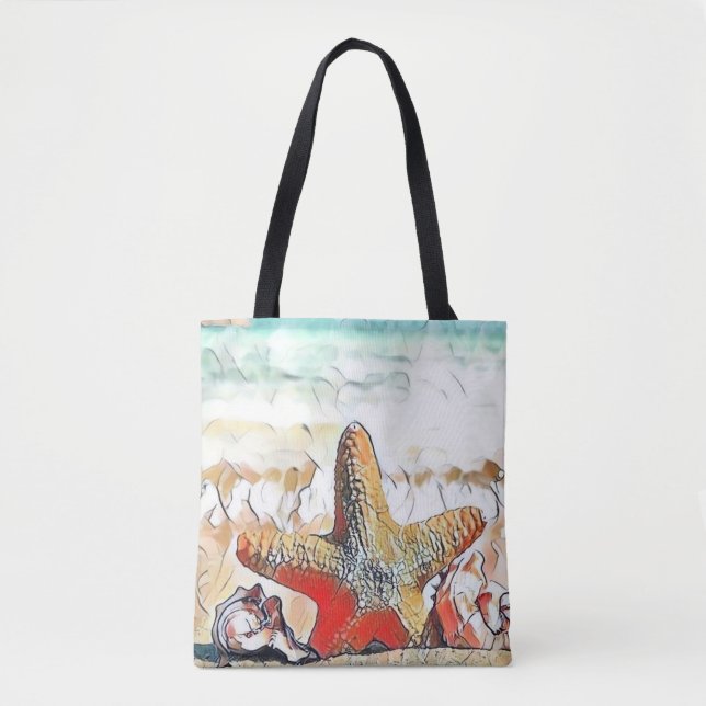 Bolsa Tote Moderna Aquarela de Cabeças Laranja (Frente)