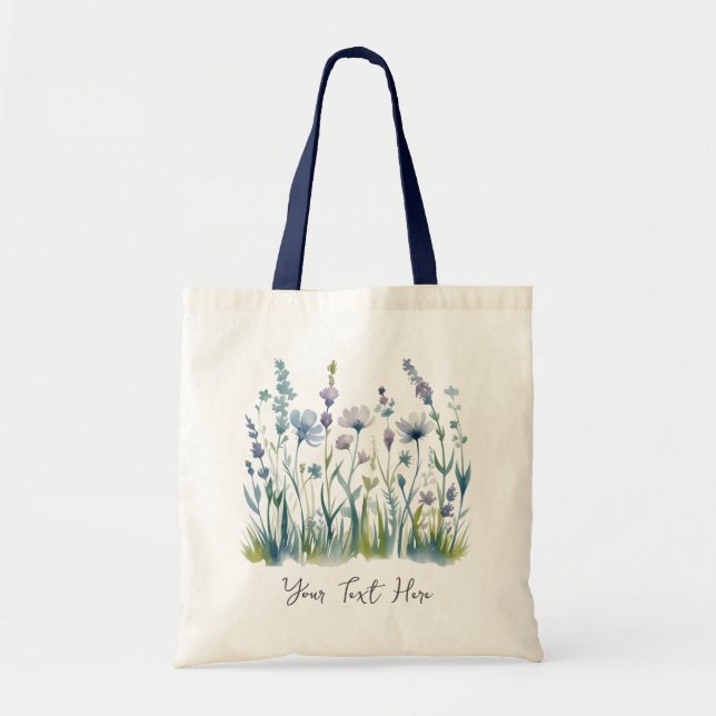 Bolsa Tote Moderna Floral de Margaridas Aquarela Personalizad (Frente)