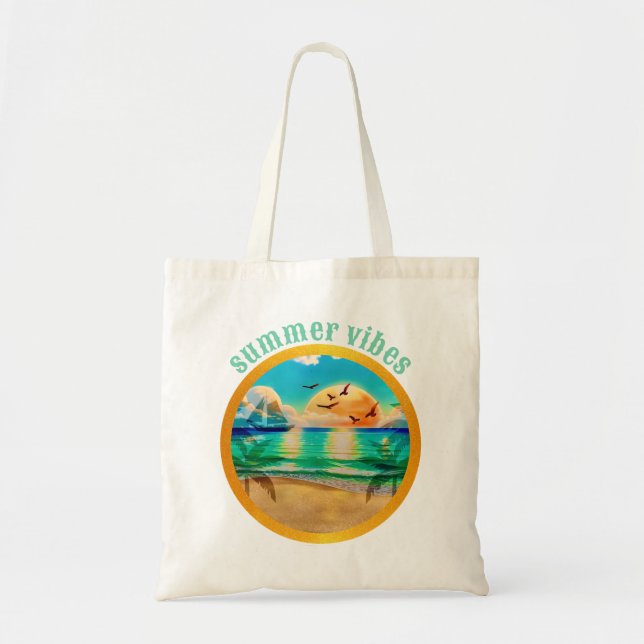 Bolsa Tote Moderna Floresta Tropical de Palmeiras Sunset (Frente)