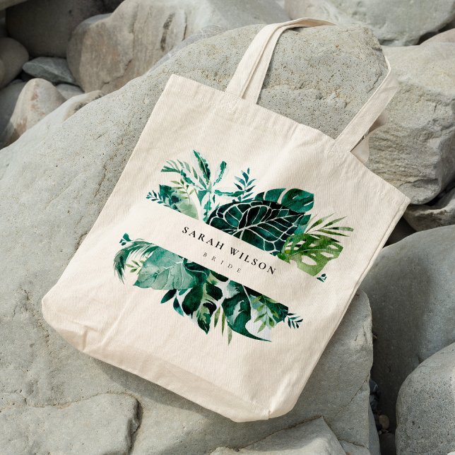Bolsa Tote Moderna Monstera Green Foliage Bride (Criador carregado)