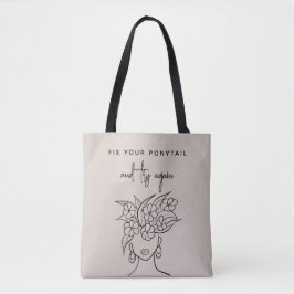 Bolsa Tote Moderna Neutral Tente Novamente Mulher com Flores