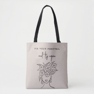 Bolsa Tote Moderna Neutral Tente Novamente Mulher com Flores