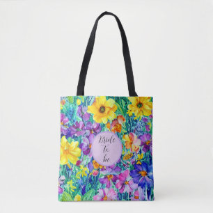 Bolsa Tote Moderna Noiva Elegante Aquarela Floral Para Ela