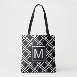 Bolsa Tote Modernes Schwarz/Weiß-Mit Monogramm