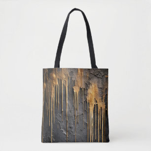 Bolsa Tote Moderno Abstracto Preto e Drips Dourados Metálicos