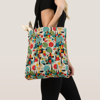 Bolsa Tote Moderno Abstrato Objeto Geométrico Retro de Meados