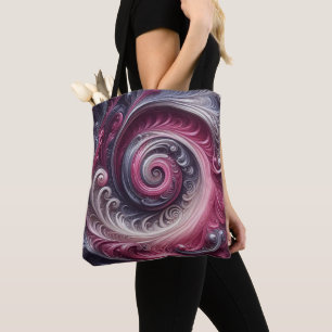 Bolsa Tote Moderno Abstrato Simples Redemoinho Rosa e Roxo